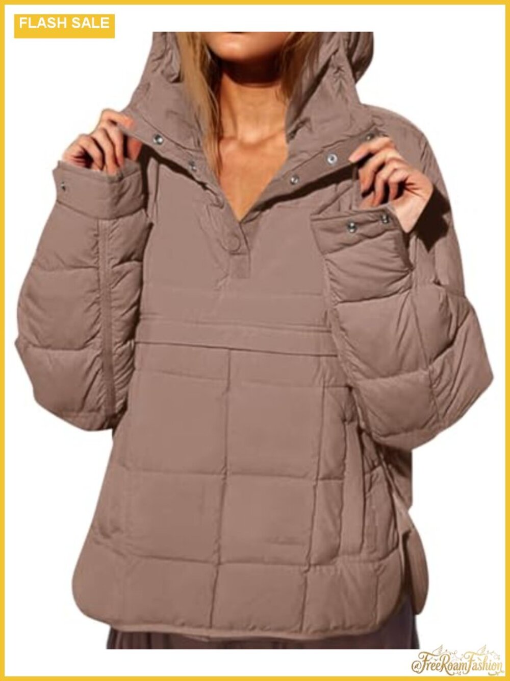 Women's Oversized Quilted Puffer Jacket Pullover Hooded Warm Coat